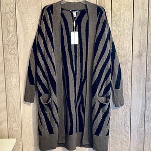 NWT Autumn Cashmere Tiger Striped Midi Open Coatigan